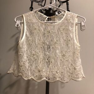 NWT Millau LF embellished lace crop